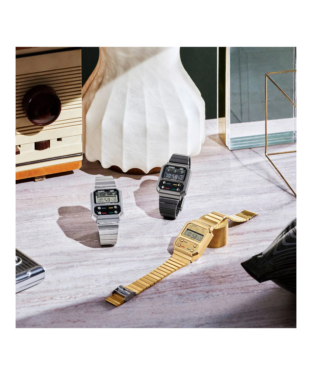 RELOJ CASIO VINTAGE A100WE-1ADF -PLATEADO - Image 4