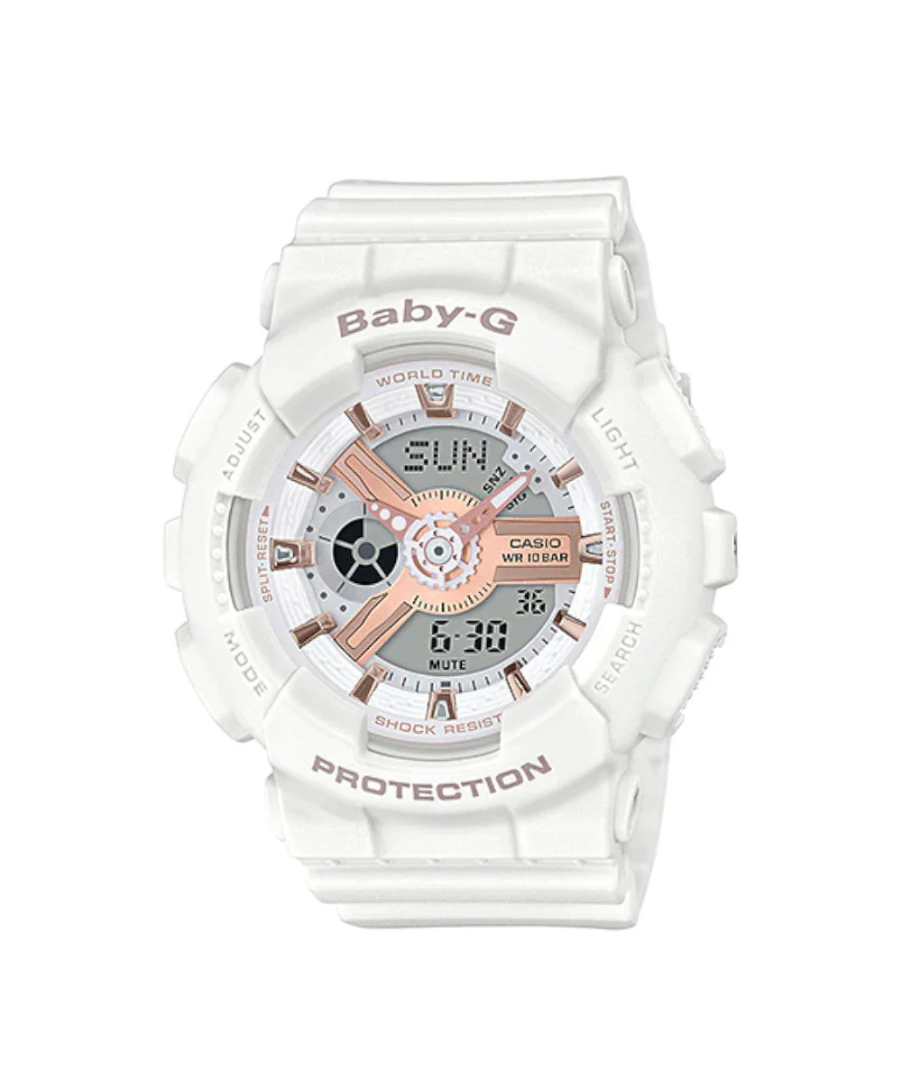 RELOJ PARA MUJER CASIO BABY-G BA-110RG-7ADR -BLANCO