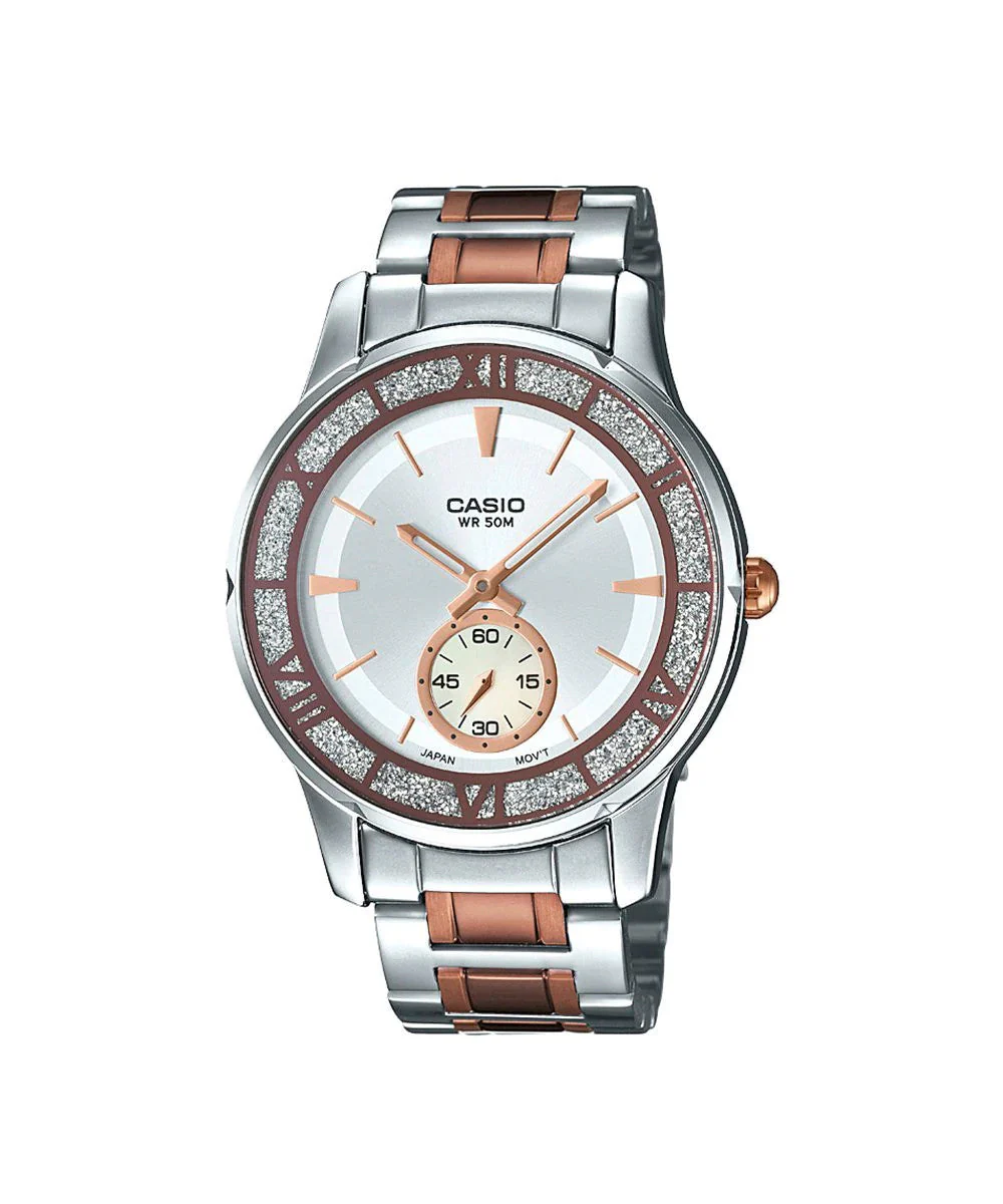 RELOJ PARA MUJER CASIO LTP-E135RG-7AVDF -PLATEADO
